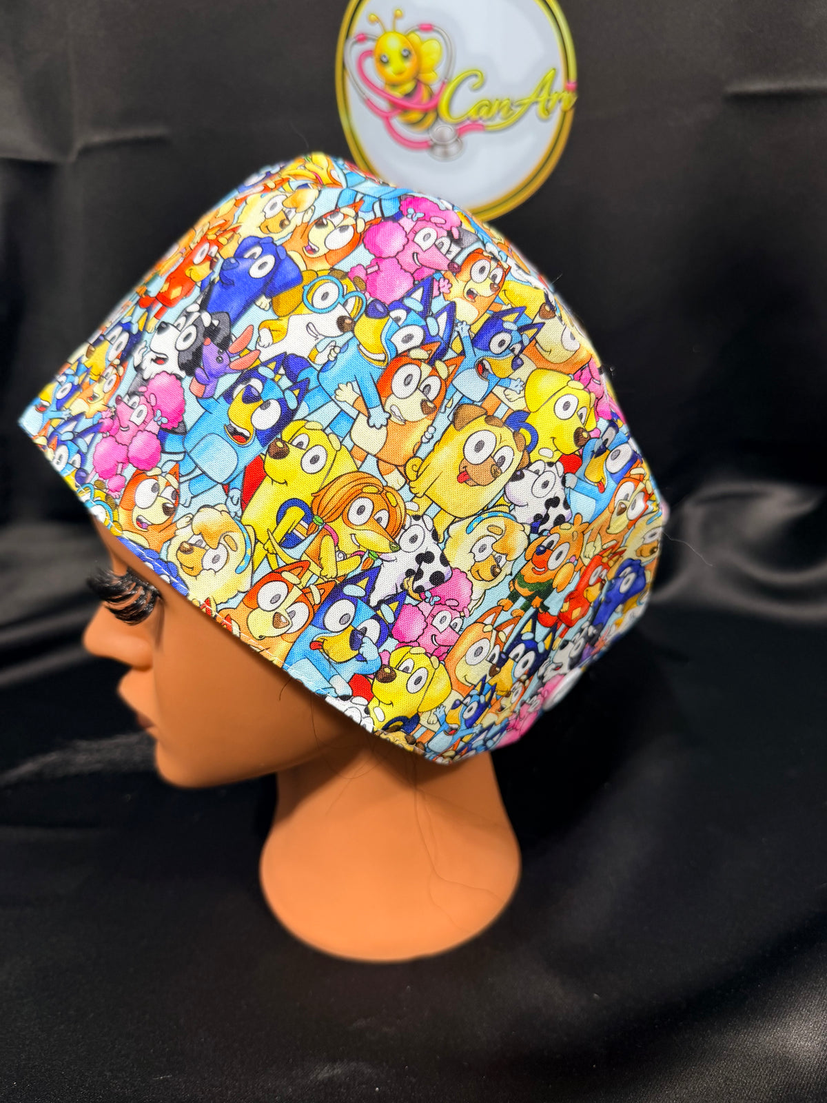 Bluey Cartoon Scrub Cap | Tie-Back Surgical Hat | Nurse Cap | Cute Cartoon Scrub Hat