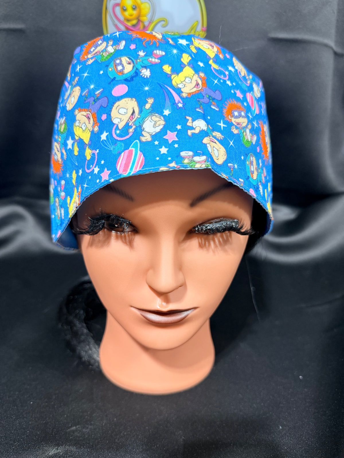 Rugrats Satin-Lined Scrub Cap | Tie-Back Surgical Hat | Protective Hair Cap for Nurses