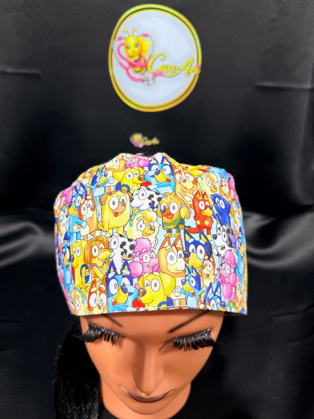 Bluey Cartoon Scrub Cap | Tie-Back Surgical Hat | Nurse Cap | Cute Cartoon Scrub Hat