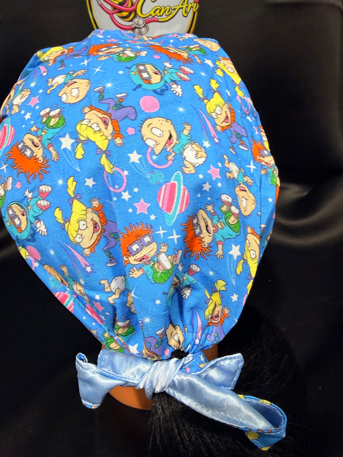 Rugrats Satin-Lined Scrub Cap | Tie-Back Surgical Hat | Protective Hair Cap for Nurses