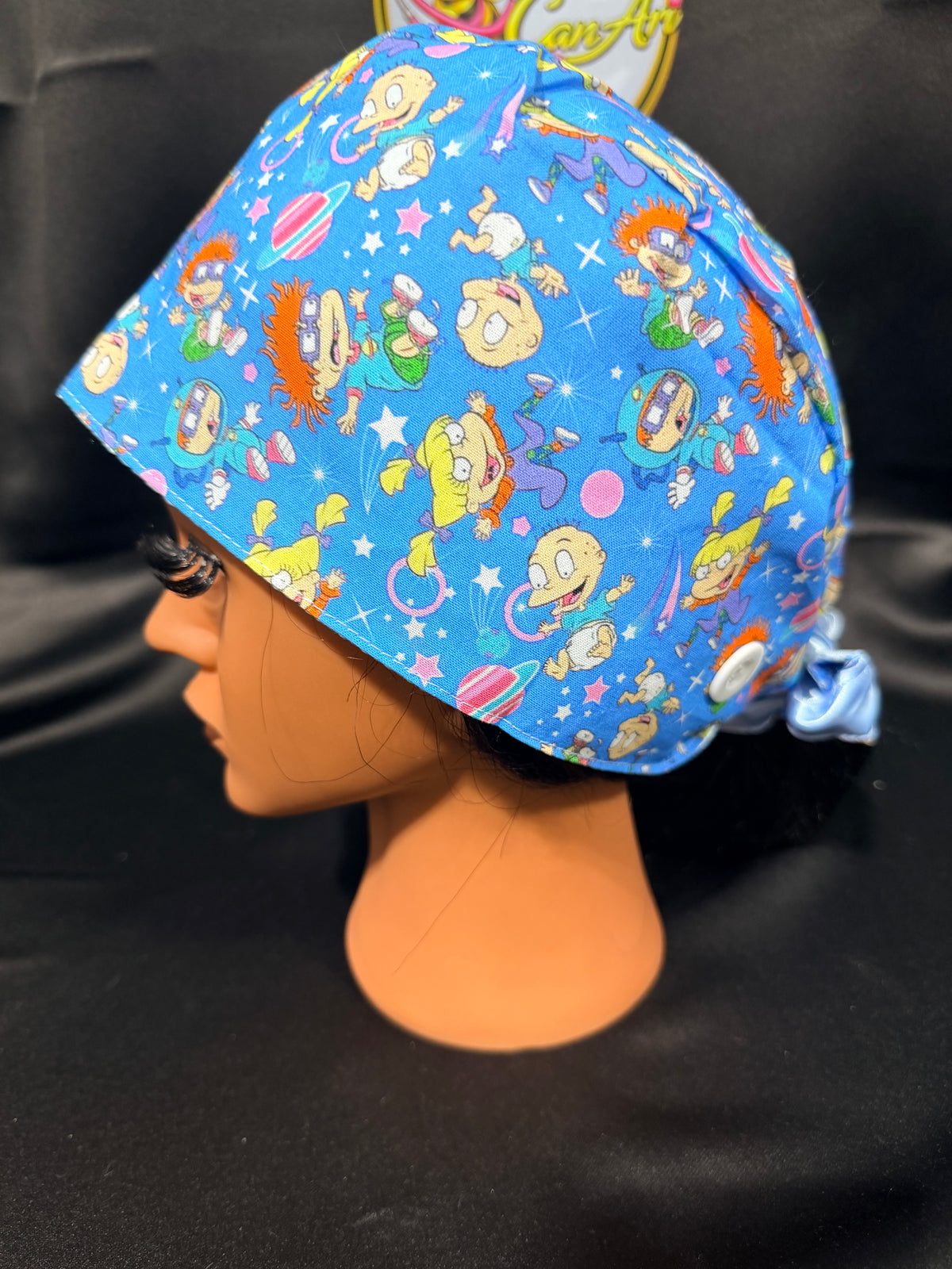 Rugrats Satin-Lined Scrub Cap | Tie-Back Surgical Hat | Protective Hair Cap for Nurses