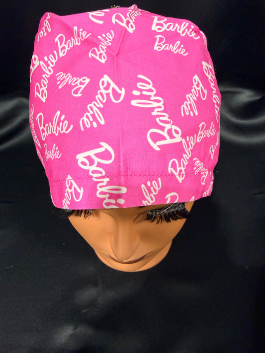 Pink Barbie-Inspired Satin Lined Scrub Cap | Adjustable Tie-Back | Ponytail Surgical Hat