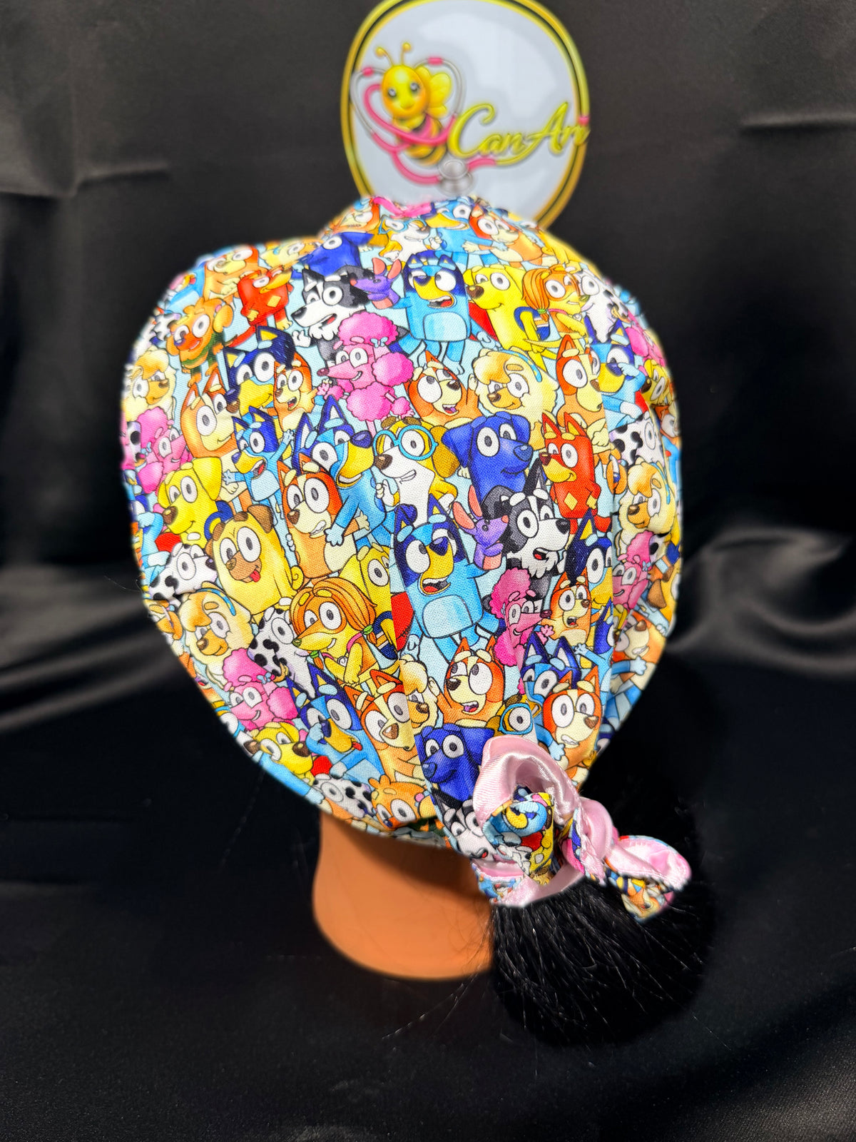 Bluey Cartoon Scrub Cap | Tie-Back Surgical Hat | Nurse Cap | Cute Cartoon Scrub Hat